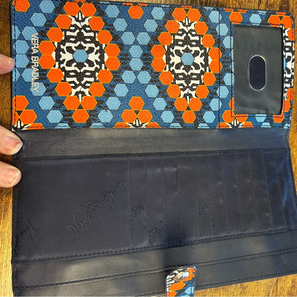 Vera Bradley Vibrant Blue and Orange Patterned Wallet - Picture 3 of 3